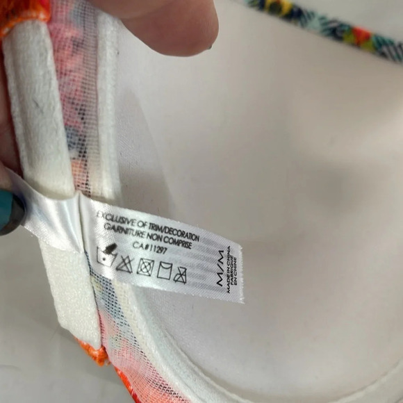 LA VIE EN ROSE Aqua Bright Aztec Print Padded Push-up Bikini Top Strapless M - Picture 5 of 8